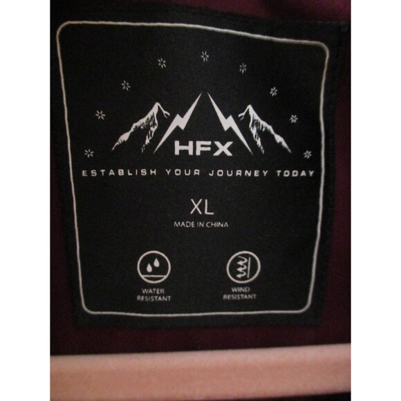 HFX Womens Sz XL Hooded Rain Jacket Trench Coat Water Wind Resistant Burgundy - Picture 6 of 8